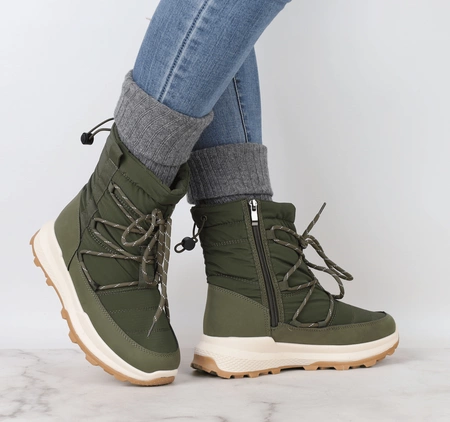 Zielone sportowe śniegowce damskie na zamek Jezzi