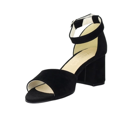 Sandały damskie czarne zamszowe na obcasie z zakrytą piętą Azali - Produkt Polski