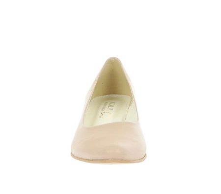 Beżowe czółenka płaskie eleganckie na szerokim obcasie Diana od Azali