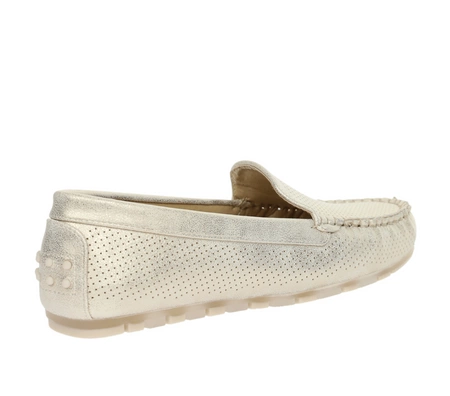 Złote mokasyny damskie komfortowe i eleganckie Jezzi