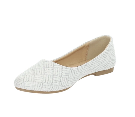 Białe baleriny damskie czółenka płaskie ślubne Jezzi