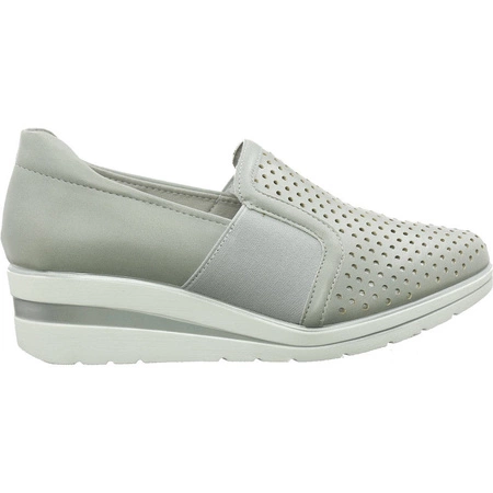 Szare buty damskie slip-on na koturnie Jezzi