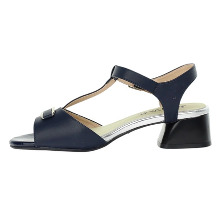 Granatowe eleganckie sandały damskie na niskim obcasie Jezzi