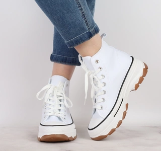 Wysokie białe trampki damskie na platformie adidasy NEWS