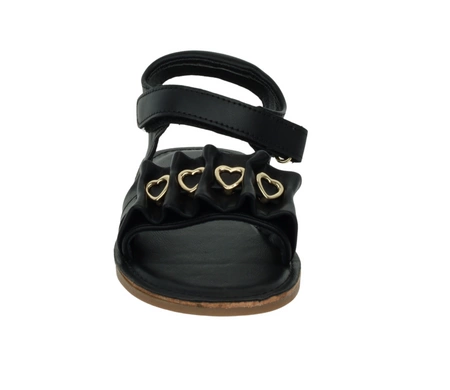 Czarne sandały dla dziewczynki eleganckie do sukienek Miss E