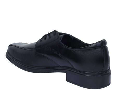 Czarne skórzane buty garniturowe kościelne męskie komfortowe Łukbut