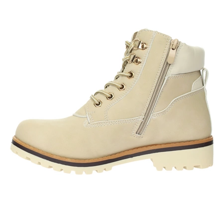 Ciepłe beżowe traperki sportowe na płaskiej podeszwie Timberki NEWS