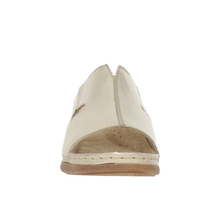 Zdrowotne szyte klapki damskie skórzane eleganckie Gino Fabiani - Produkt Polski