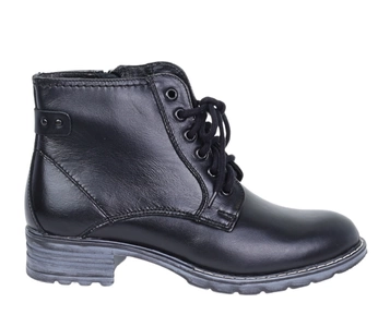 Czarne skórzane botki damskie ocieplane garniturowe Polskie Gino Fabiani