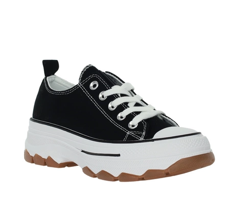 Czarne adidasy trampki damskie na grubej podeszwie platformie NEWS