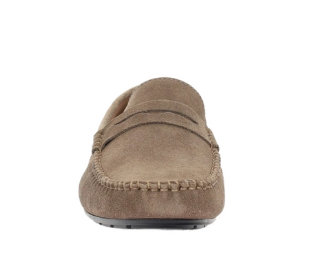 Brązowe zamszowe mokasyny męskie skórzane welurowe nobukowe American Club