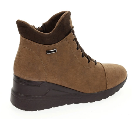 Brązowe buty damskie zimowe na koturnie Jezzi