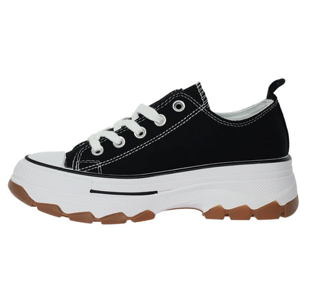 Czarne adidasy trampki damskie na grubej podeszwie platformie NEWS