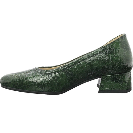 Ciemnozielone czółenka damskie skórzane Polskie Gino Fabiani