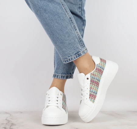 Modne kolorowe adidasy damskie sznurowane na białej platformie Mc Braun