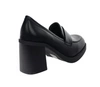 Czarne mokasyny damskie na szerokim klocku i platformie Jezzi