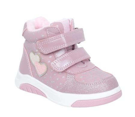 Różowe buty zimowe dla dziewczynki na rzepy ciepłe i tanie American