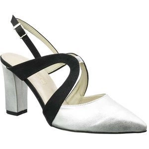 Czółenka srebrne z czarnymi paskami Azali