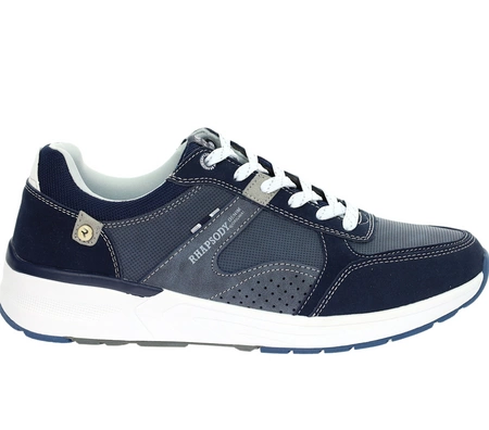 Modne granatowe adidasy męskie na białej grubej podeszwie American Club