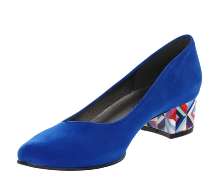 Chabrowe czółenka damskie na modnym szerokim obcasie Lily od Azali