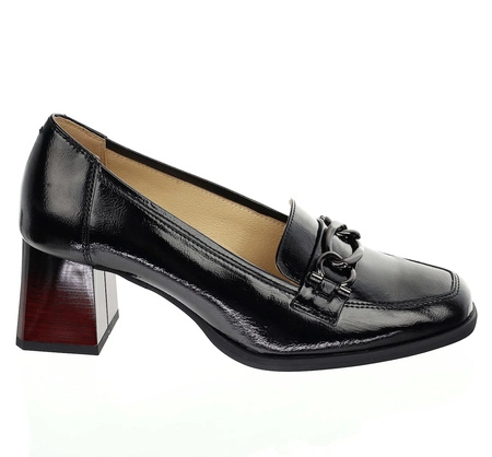 Lakierowane czółenka lordsy na klocku skórzane Gino Fabiani