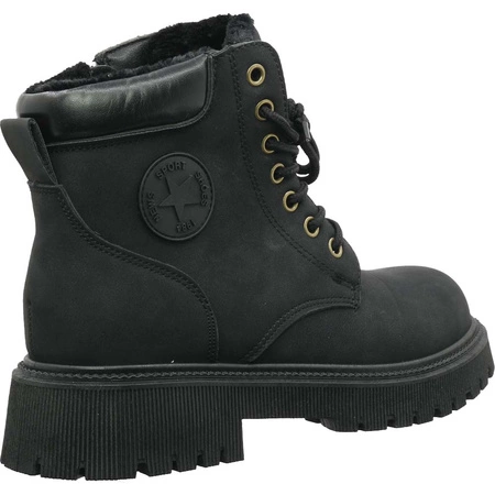 Czarne trzewiki chłopięce i damskie buty zimowe NEWS