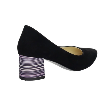Czarne zamszowe czółenka na wygodnym eleganckim obcasie Polska Marka AZALI