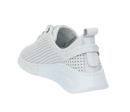 Białe skórzane adidasy damskie ażurowe półbuty sportowe MODO