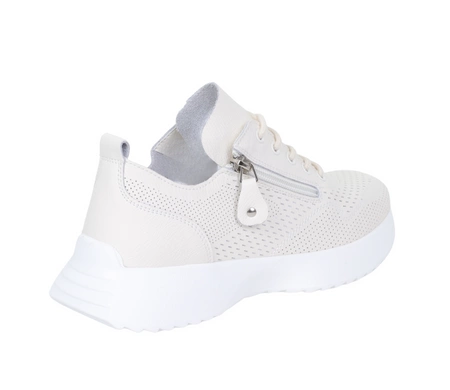 Beżowe skórzane adidasy damskie eleganckie i oddychające VINCEZA