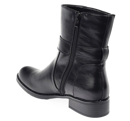 Komfortowe botki damskie płaskie czarne Jezzi