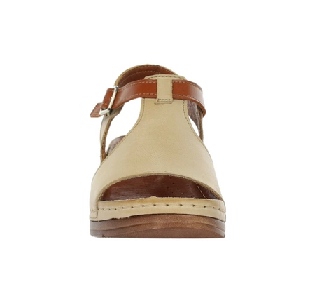 Komfortowe sandały skórzane na niskiej koturnie szyte w Polsce Gino Fabiani