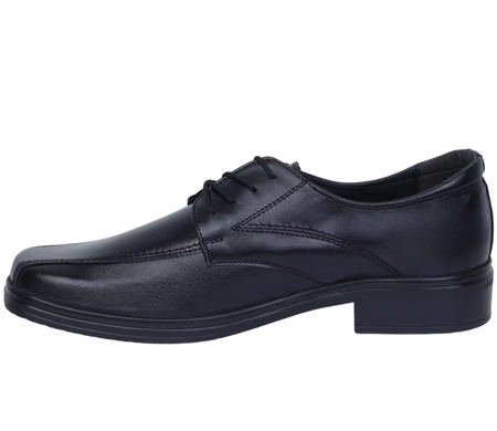 Czarne skórzane buty garniturowe kościelne męskie komfortowe Łukbut