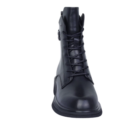 Czarne skórzane botki damskie garniturowe ocieplane sztyblety Gino Fabiani