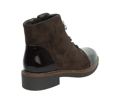 Czekoladowe półbuty damskie jesienno-zimowe botki ocieplane za kostkę