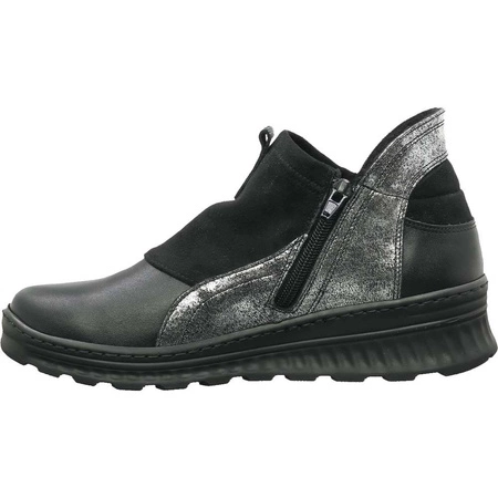 Półbuty czarne skórzane damskie ocieplane buty zimowe Gino Fabiani