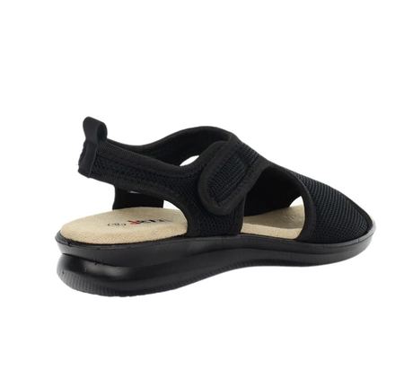 Czarne komfortowe płaskie sandały damskie z elastyczną cholewką Jezzi