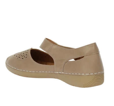 Brązowe komfortowe zabudowane sandały płaskie na rzep Jezzi