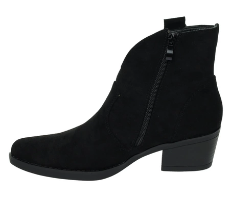 Klasyczne czarne niskie kowbojki botki damskie zamszowe na niskim obcasie