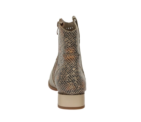 Brązowe botki damskie płaskie wiosenne wężowa skóra Jezzi