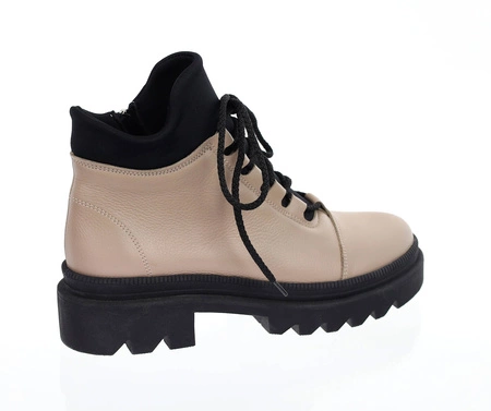 Skórzane botki płaskie buty szyte Polskie Gino Fabiani