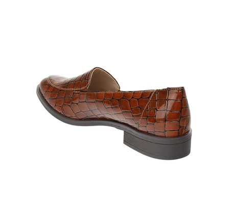 Brązowe lakierowane loafersy mokasyny eleganckie Jezzi