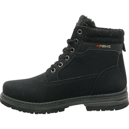 Czarne trzewiki trapery chłopięce ocieplane NEWS