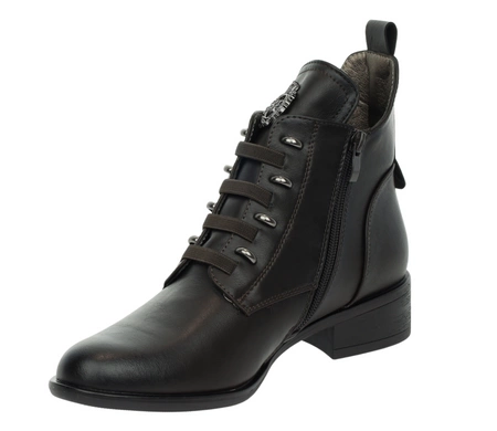 Eleganckie brązowe czekoladowe buty zimowe płaskie botki Jezzi