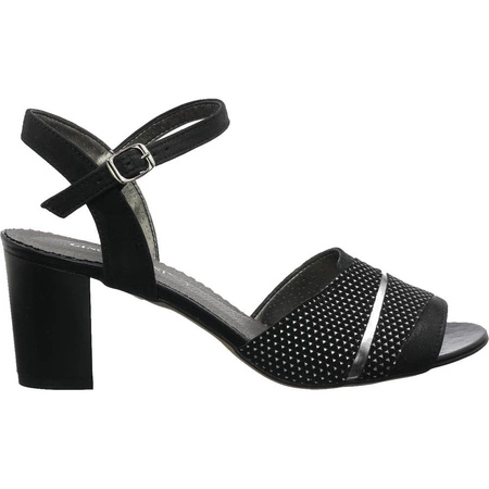 Sandały czarne na obcasie skórzane Gino Fabiani