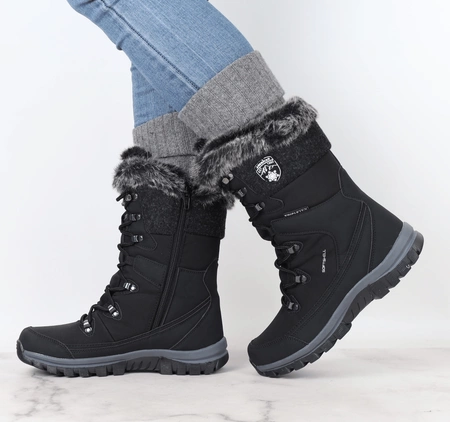 Czarne wysokie śniegowce z futerkiem American Club