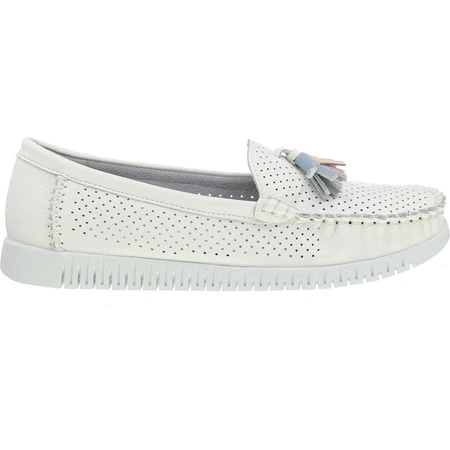 Białe mokasyny damskie skórzane oddychające Jezzi