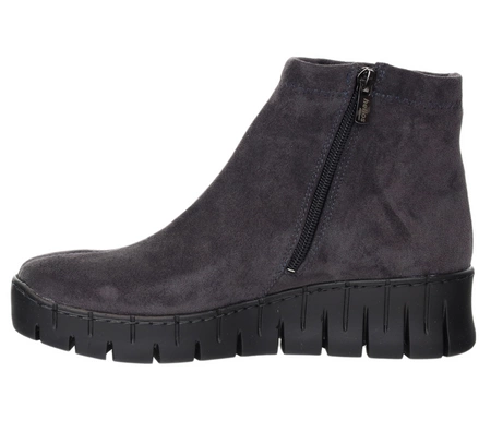 Skórzane trzewiki damskie ciemnoszare dopasowane botki Helios