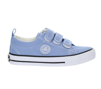 Niebieskie trampki dziecięce na rzepy biała podeszwa American Club