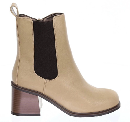 Piękne botki ocieplane w kolorze brązowo-beżowym Jezzi