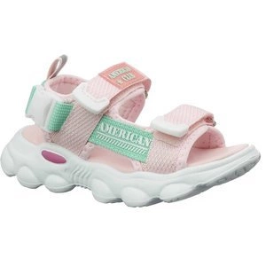 Sandały dziecięce na rzepy pudrowy róż American Club